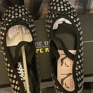 Cape Robbin black studded elastic strap ballet flats